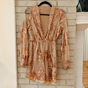 Champagne/Rose Gold Sequin Romper